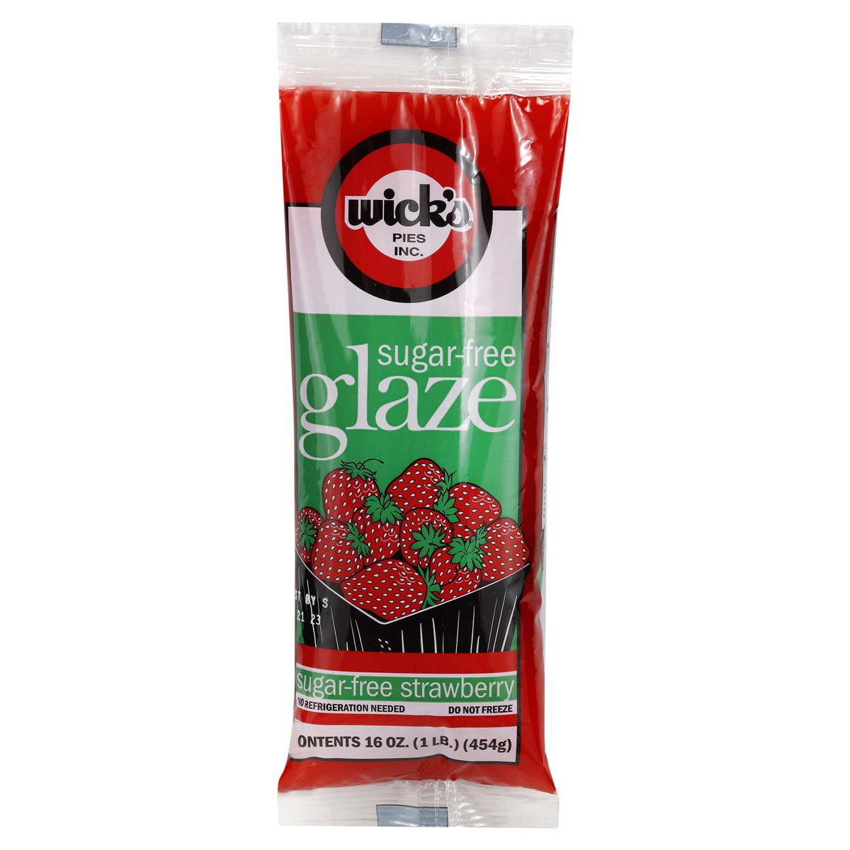 slide 1 of 5, WICKS Wick's Pies Inc. Strawberry Sugar-Free Glaze Pouch, 16 oz, 16 oz