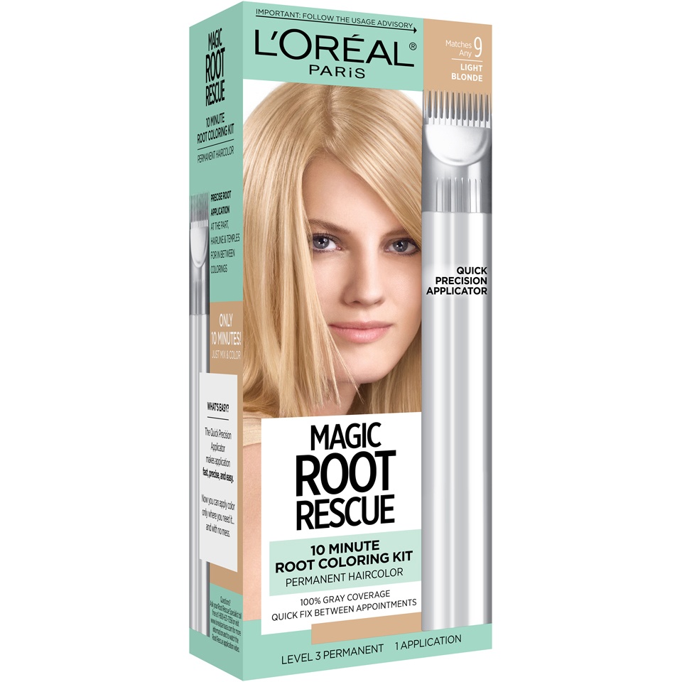 slide 2 of 7, L'Oréal Root Rescue 10 Minute Root Coloring Kit Matches Any 9 Light Blonde, 1 ct