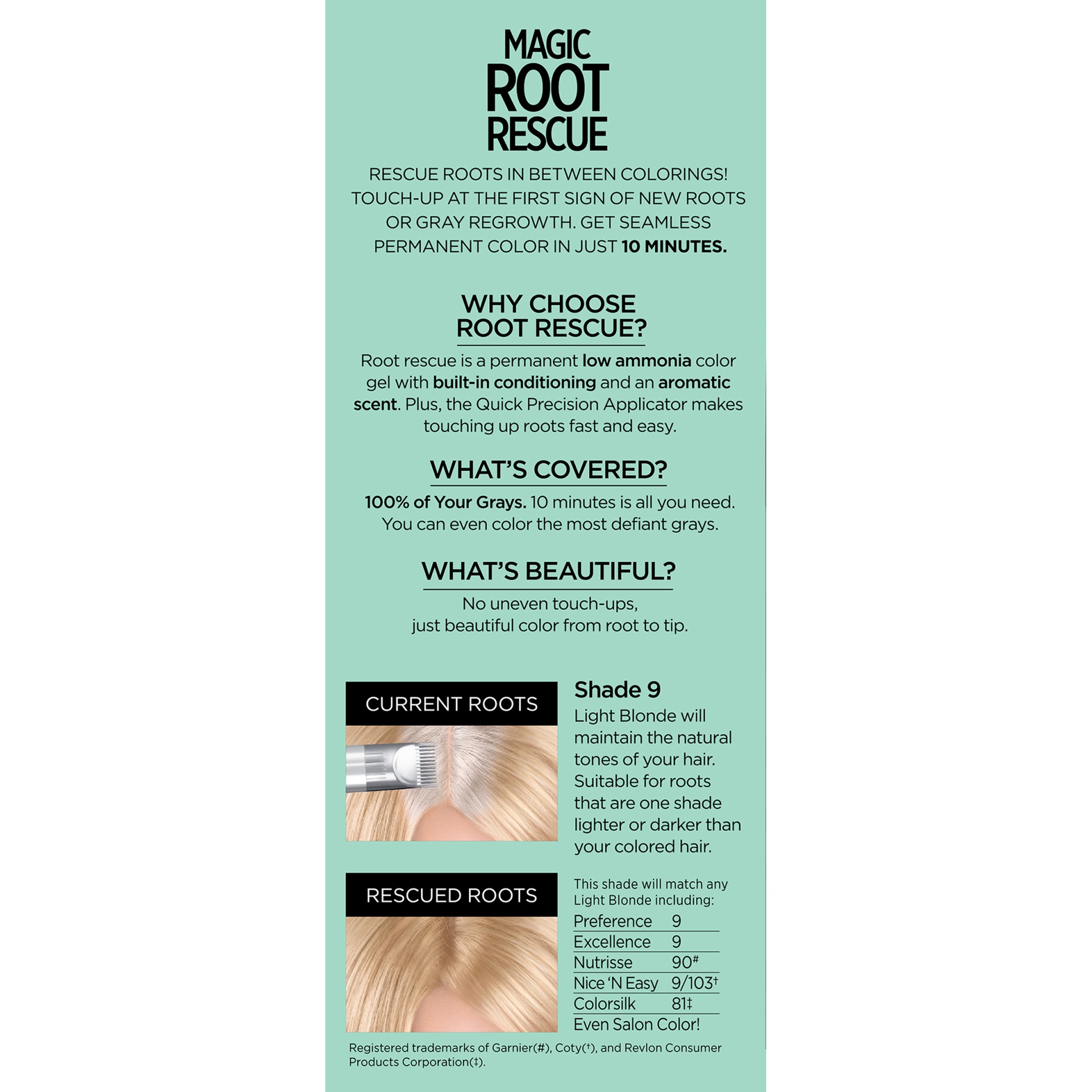 slide 6 of 7, L'Oréal Root Rescue 10 Minute Root Coloring Kit Matches Any 9 Light Blonde, 1 ct