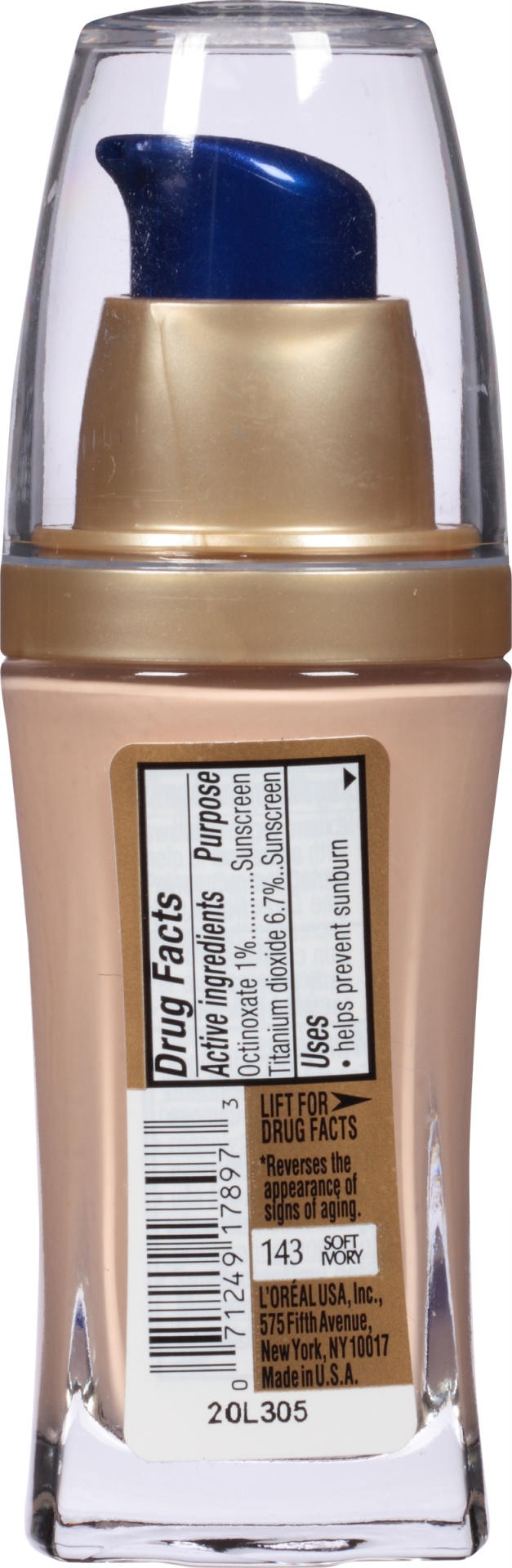 slide 3 of 7, L'Oréal L'Oreal Paris Visible Lift Serum Absolute Age-Reversing Lightweight Foundation Makeup with SPF 17 - 146 Nude Beige - 1 fl oz, 1 fl oz