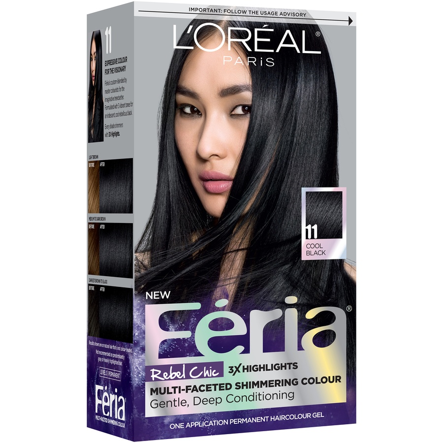 slide 2 of 7, L'Oréal feria cool black hair color, 1 ct