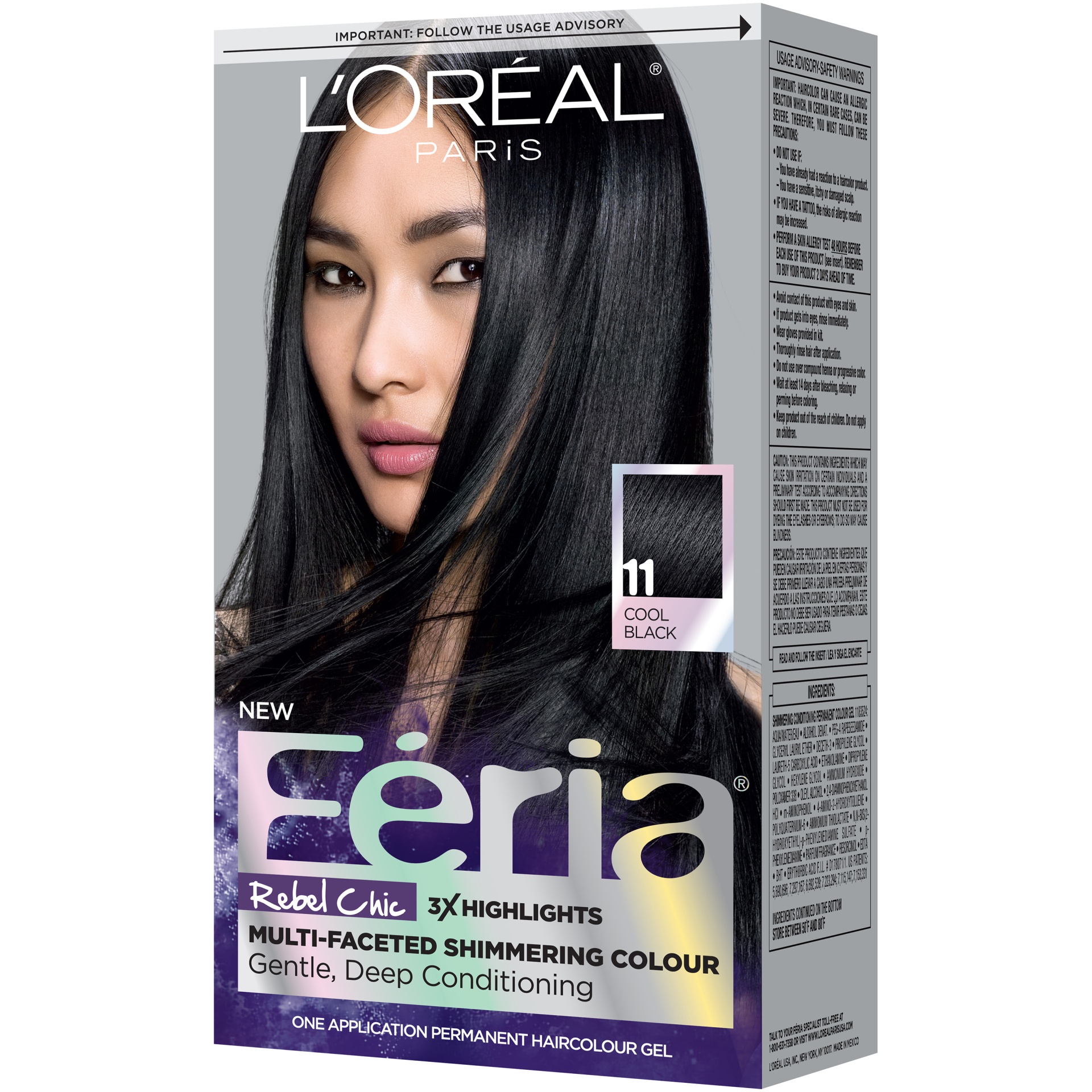 slide 3 of 7, L'Oréal feria cool black hair color, 1 ct