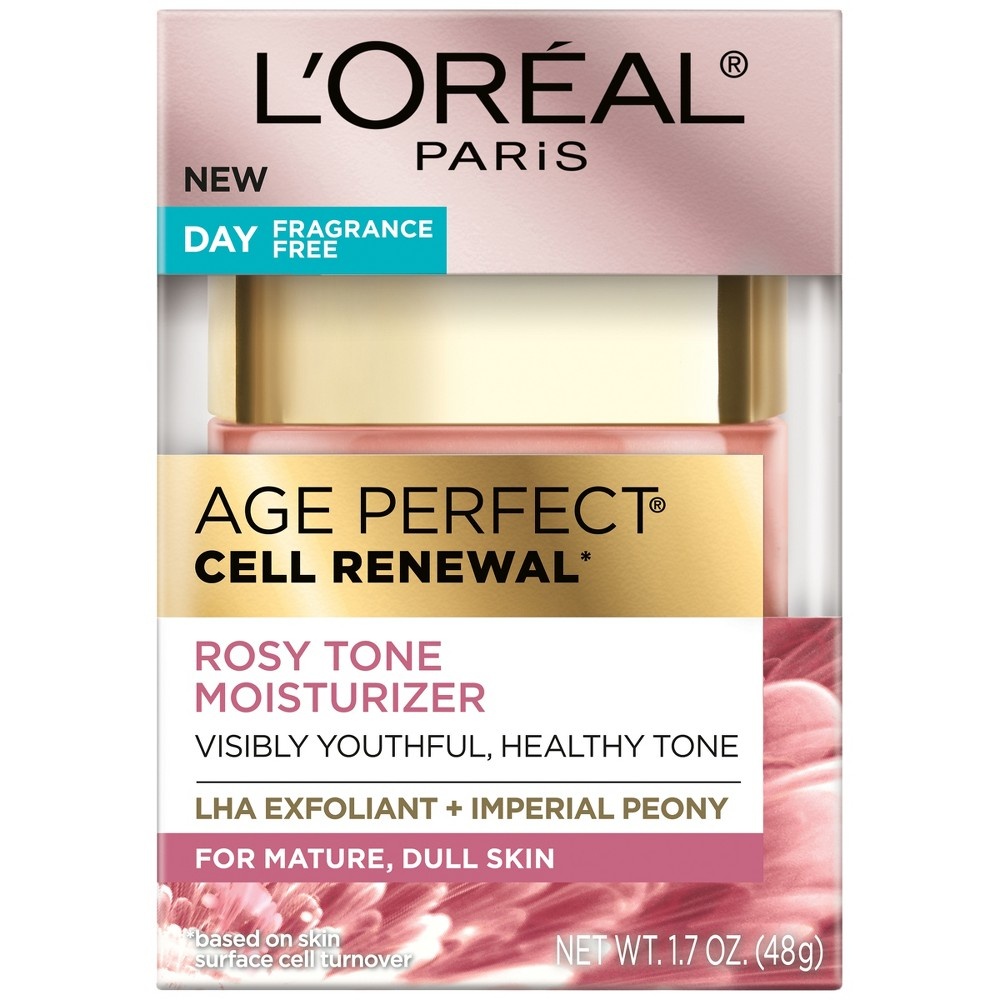 slide 2 of 6, L'Oréal Paris Age Perfect Rosy Tone Fragrance Free Face Moisturizer, 1.7 oz