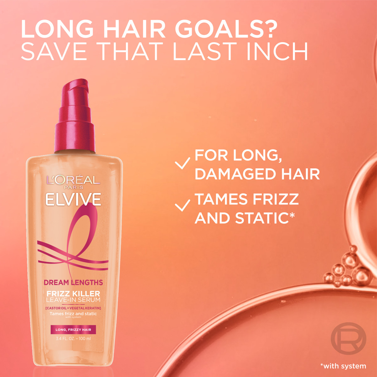 slide 4 of 7, L'oreal Elvive Dream Lengths Long Frizzy Hair Frizz Killer Leave-In Serum 3.4 fl oz, 3.4 fl oz
