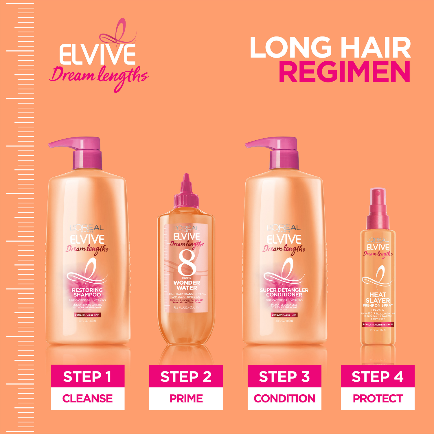 slide 4 of 5, L'Oréal Elvive Dream Lengths Heat Slayer Pre-Iron Leave-In Spray - 4.4oz, 4.4 oz