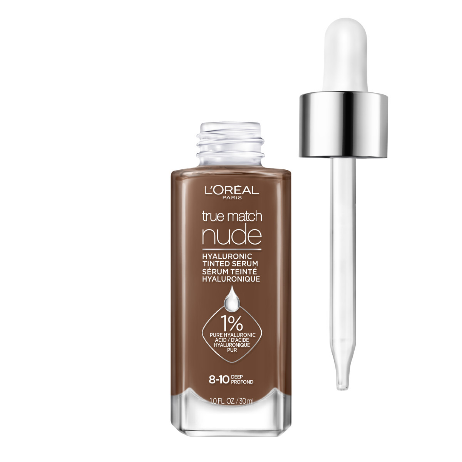 slide 1 of 8, L'Oreal Paris True Match Hyaluronic Tinted Serum Foundation Makeup, 10.1 fl oz