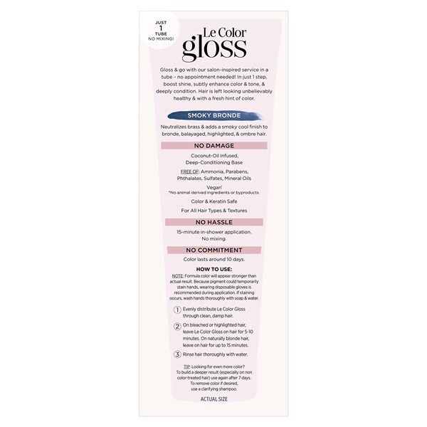 slide 20 of 24, L'Oréal Le Color Gloss One Step In-Shower Toning Gloss, Smoky Bronde, 4 fl oz