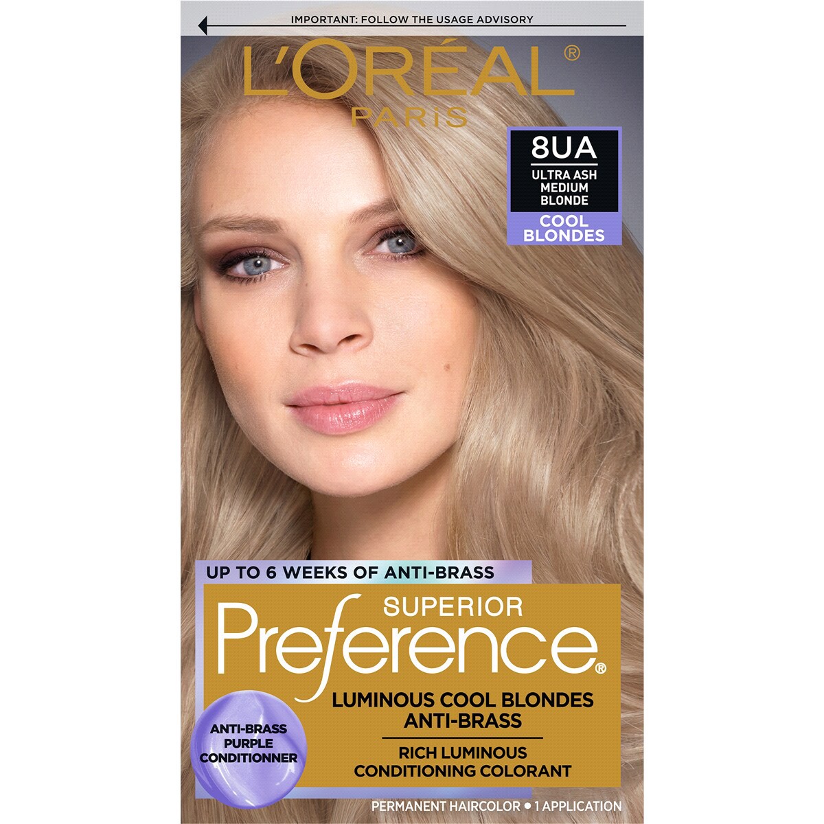 slide 1 of 5, L'Oréal Cool Blonde Fade-Defying Shine Permanent Hair Color Ultra Ash Medium Blonde, 1 ct