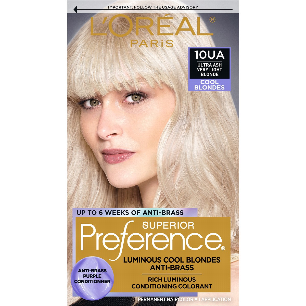 slide 1 of 25, L'Oréal Cool Blonde Fade-Defying Shine Permanent Hair Color Ultra Ash Very Light Blonde, 1 ct