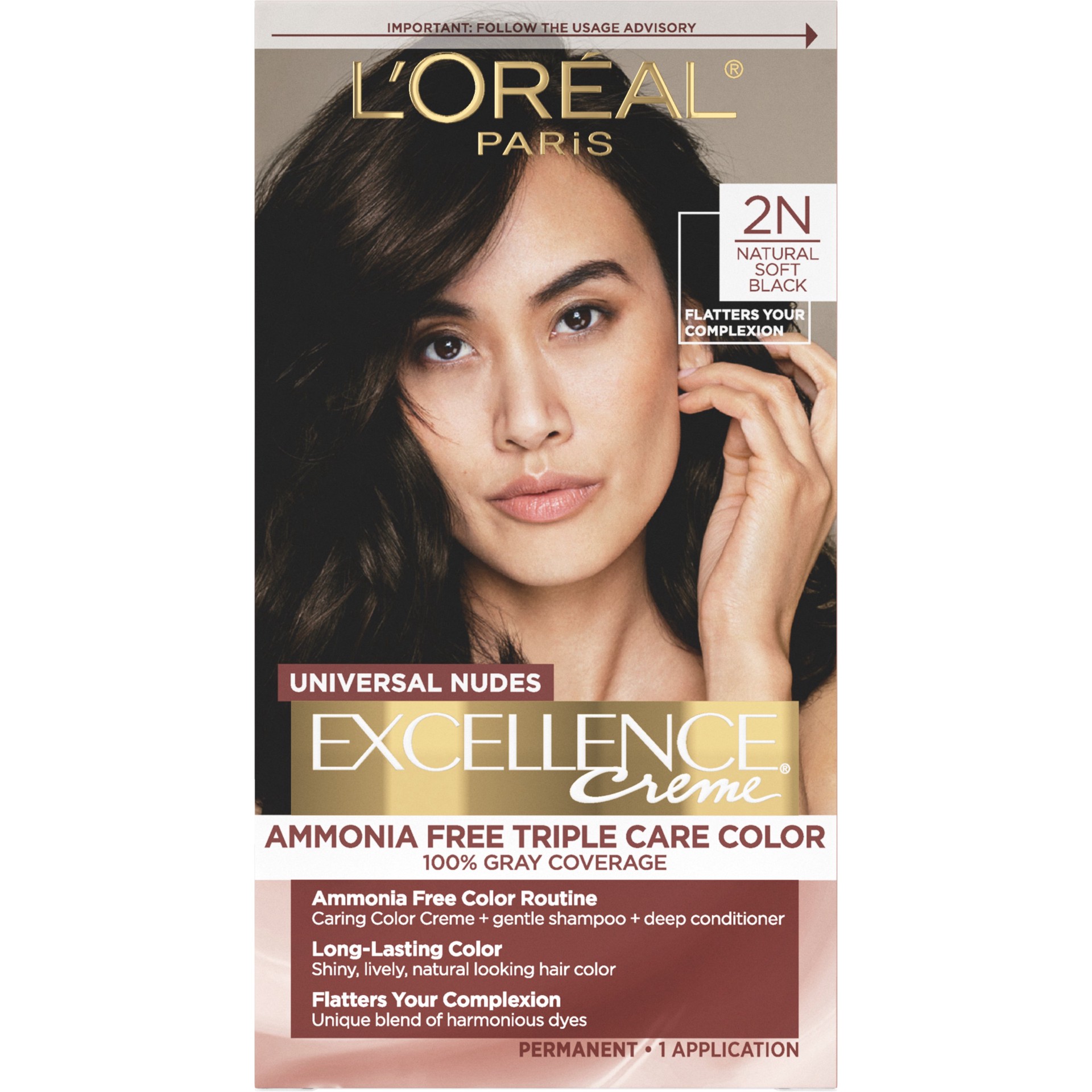 slide 1 of 1, L'Oréal Paris Excellence Creme Hair Color - 2N Soft Black, 1 ct