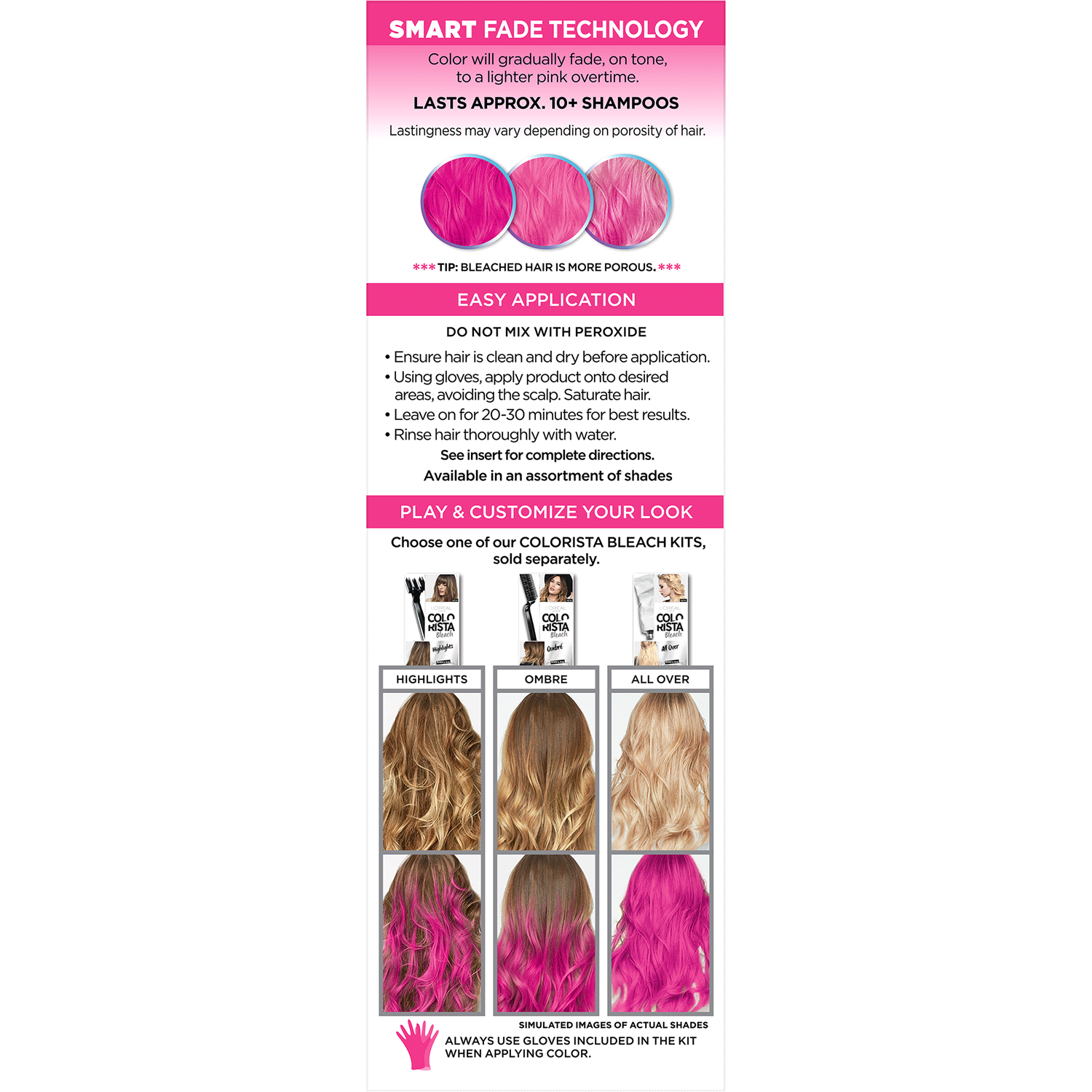 slide 3 of 5, L'Oréal Colorista Semi-Permanent Hair Color, Metallic Pink, 1 ct