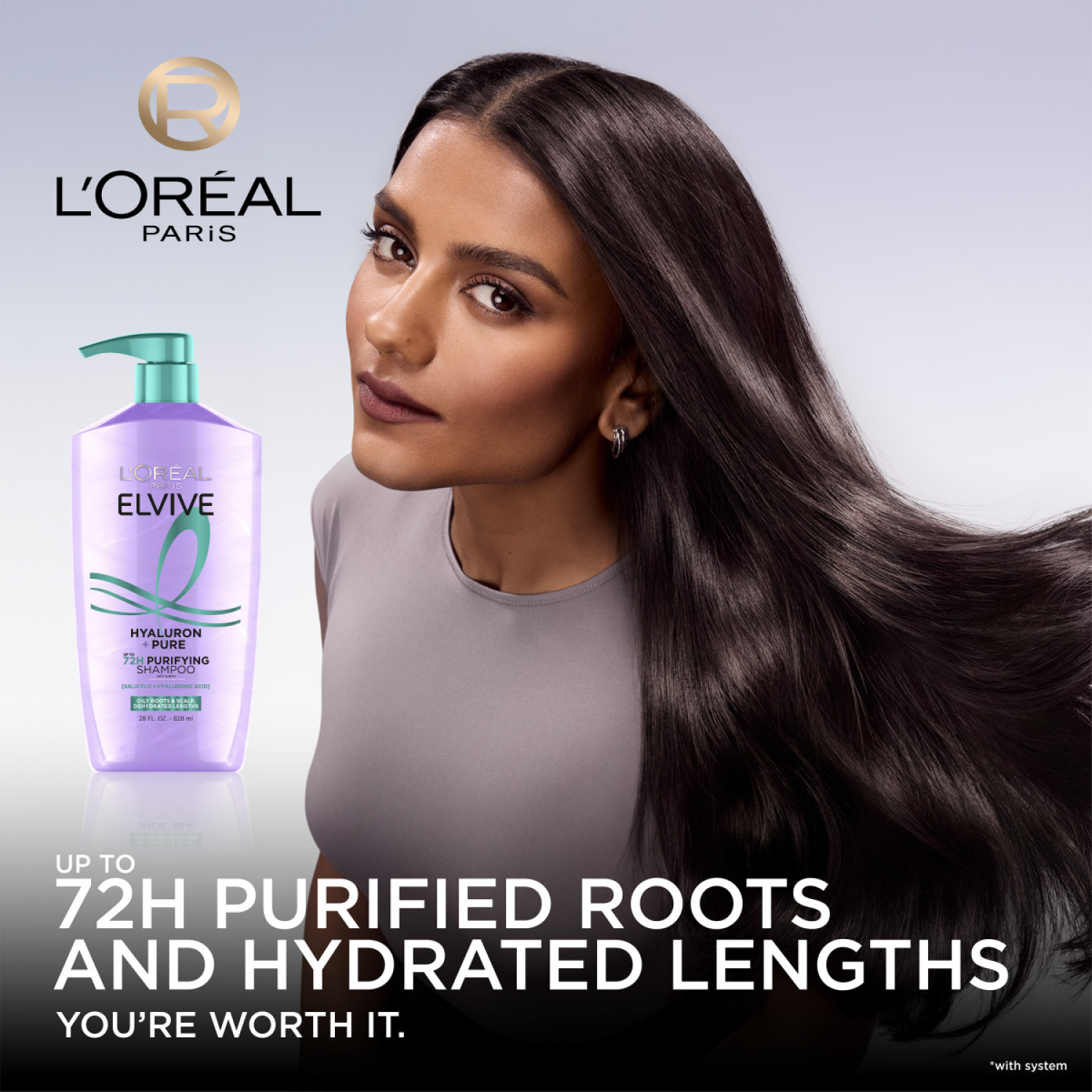 slide 6 of 7, L'Oréal Paris Elvive Hyaluron + Pure Purifying Shampoo, 28 oz