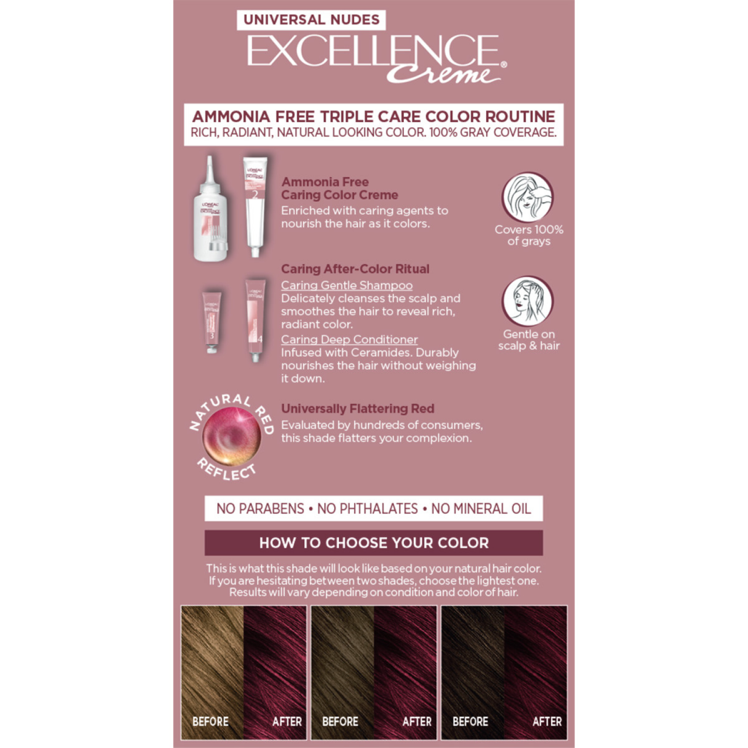 slide 2 of 7, L'Oréal Excellence Universal Nudes Ammonia Free Permanent Hair Color - 4NR Natural Dark Red - 6.3 fl oz, 6.3 fl oz
