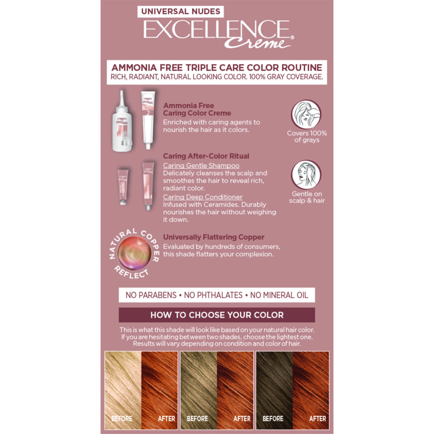 slide 2 of 7, L'Oréal Excellence Universal Nudes Ammonia Free Permanent Hair Color - 7NR Natural Copper - 6.3 fl oz, 6.3 fl oz
