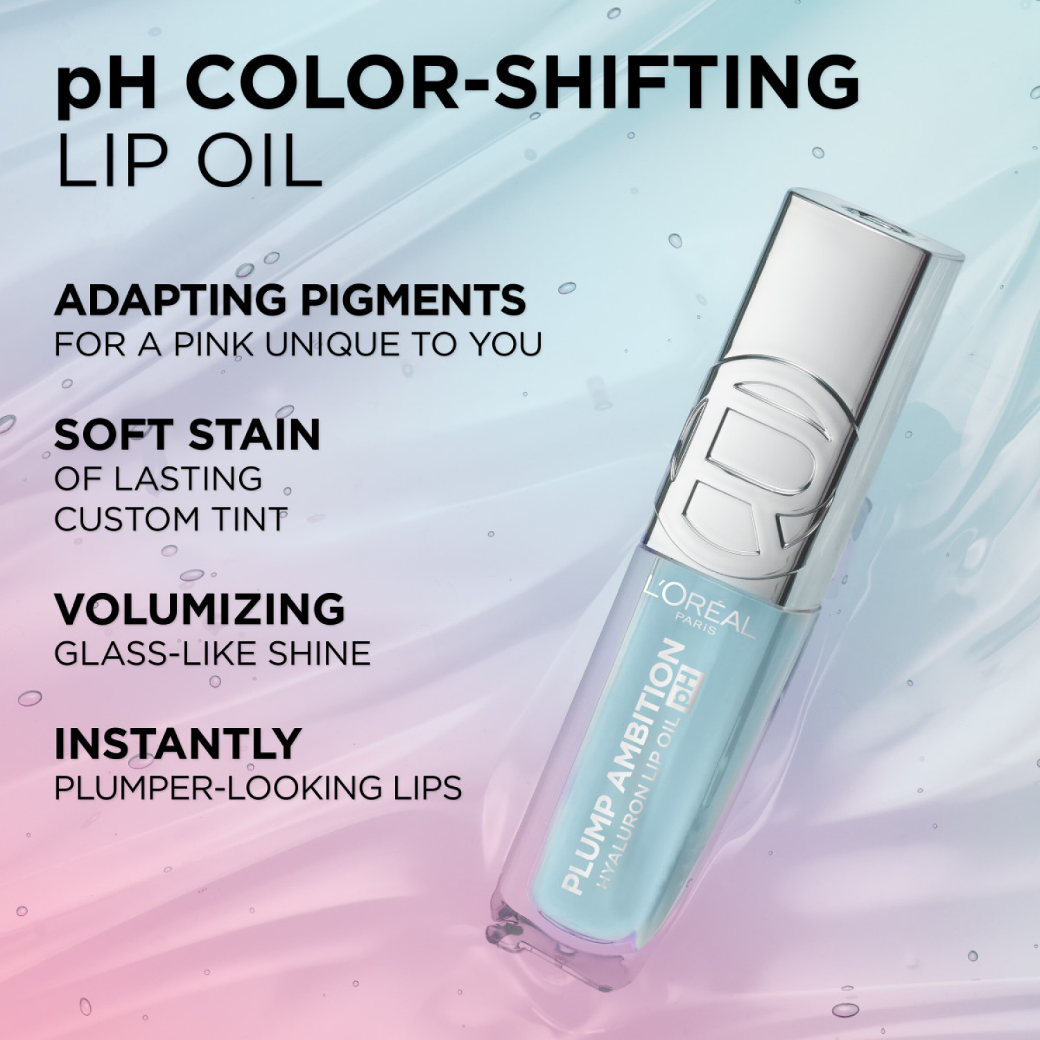 slide 5 of 5, L'Oréal Plump Ambition pH Berry Noir 090 Hyaluron Lip Oil 0.16 fl oz, 0.16 fl oz