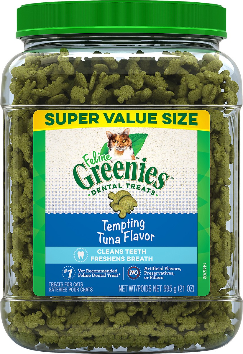 slide 1 of 5, Greenies Feline Tempting Tuna Flavor Dental Adult Cat Treats - 21oz, 21 oz