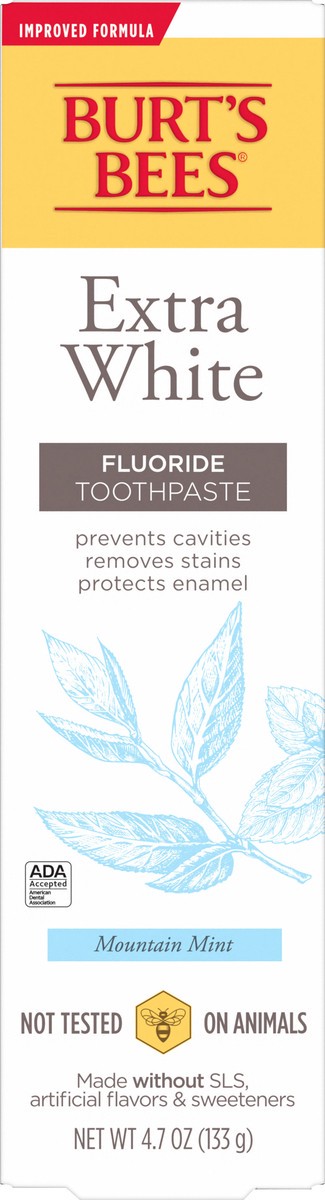 slide 3 of 3, Burt's Bees Burt’s Bees Extra White Toothpaste, Fluoride Toothpaste, Natural Flavor, Mountain Mint, 4.7 oz, 4.7 oz