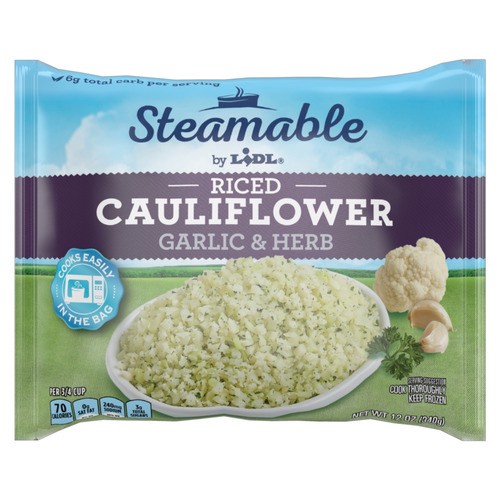 slide 1 of 1, frozen riced cauliflower, garlic and herb, 12 oz