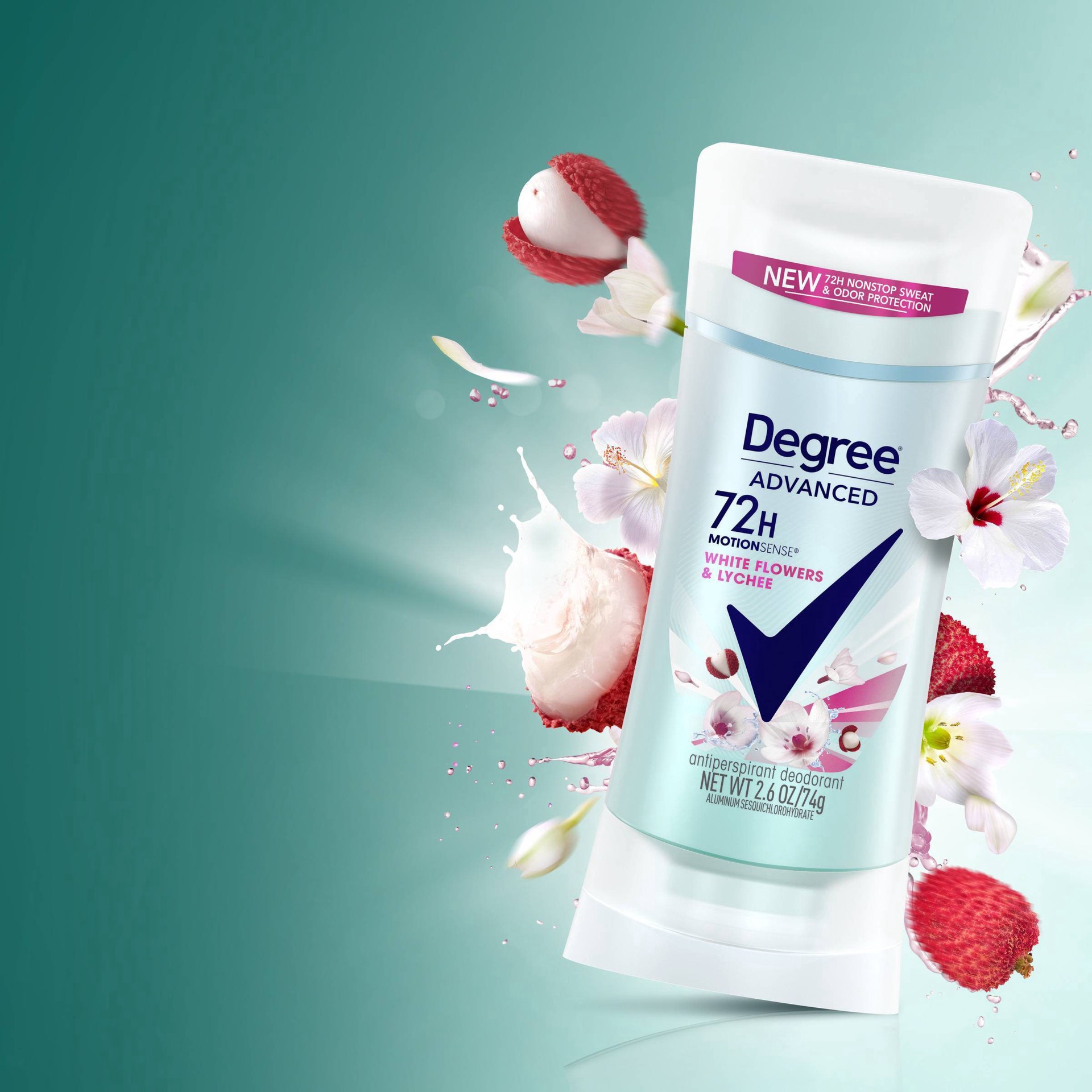 slide 3 of 9, Degree Advanced Protection Antiperspirant Deodorant White Flowers & Lychee, 2.6 oz, 2.6 oz