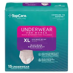TopCare Everyday Maximum Absorbency Underwear for Women XL 15 ct