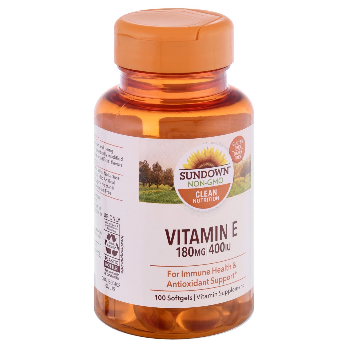 slide 2 of 9, Sundown Non-GMO 180 mg Softgels Vitamin E 100 ea, 100 ct