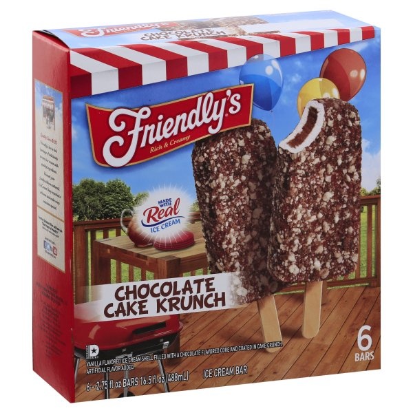slide 1 of 1, Friendly's Chocolate Cake Krunch Ice Cream Bars, 6 ct; 2.75 fl oz
