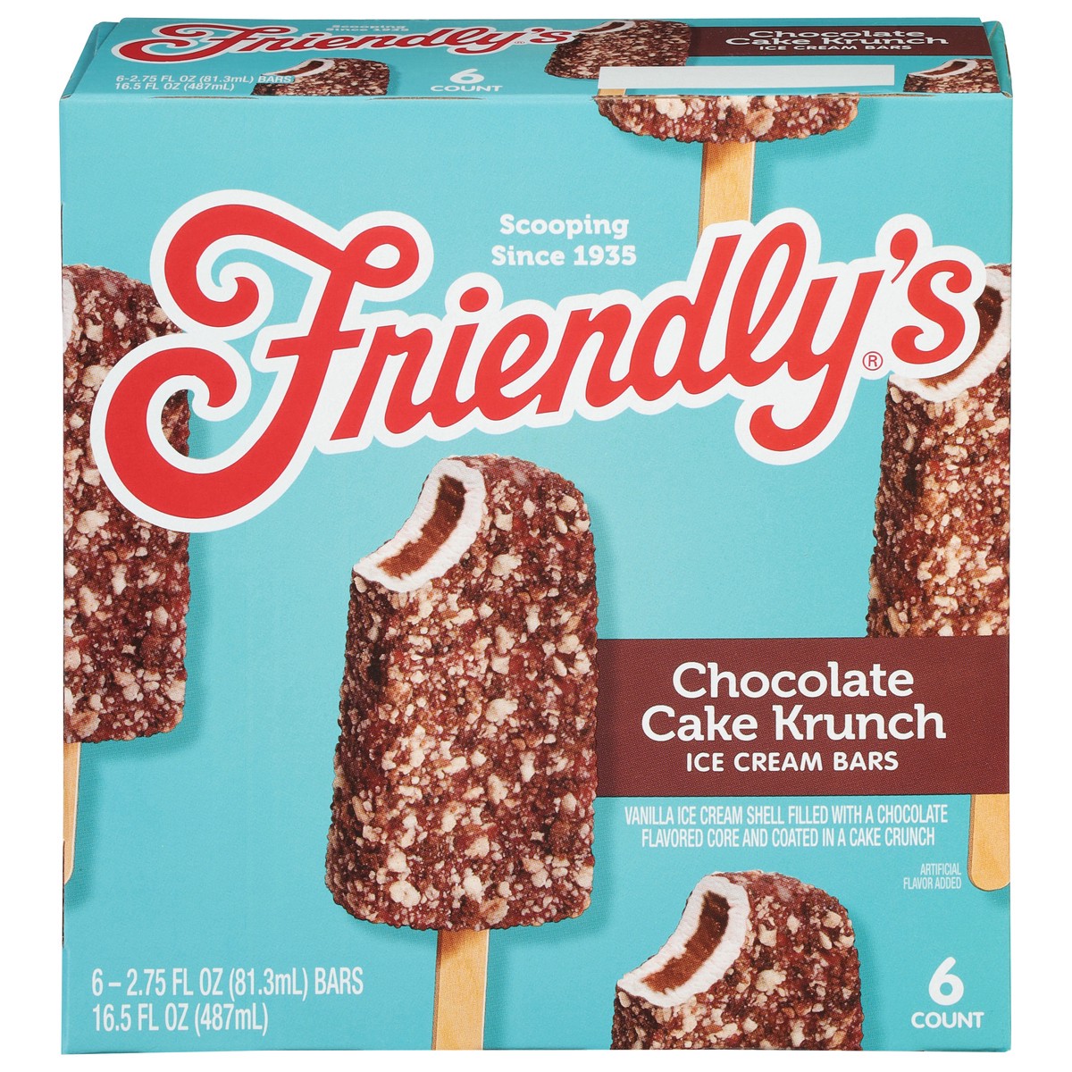 slide 1 of 9, Friendly's Chocolate Cake Krunch Ice Cream Bars, 6 ct; 2.75 fl oz