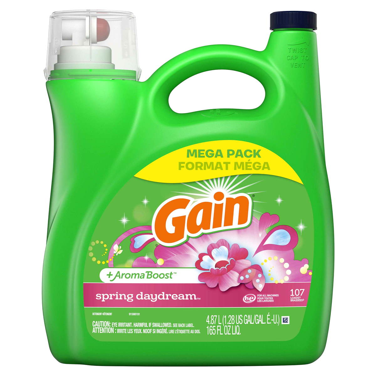 slide 1 of 1, Gain Spring Daydream Scent Liquid Laundry Detergent, 165 fl oz