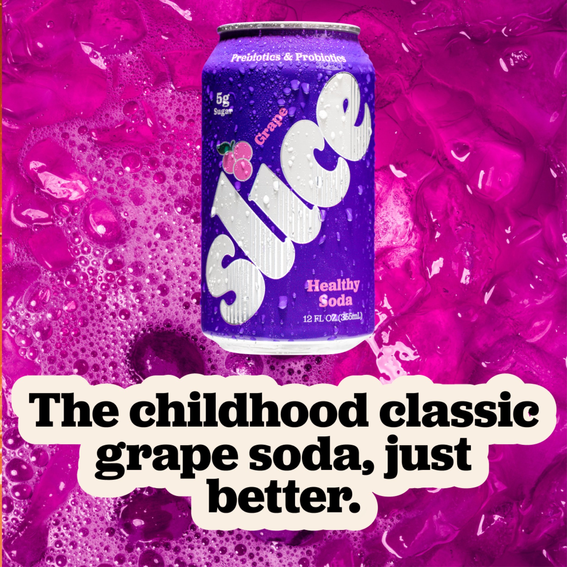 slide 7 of 7, Slice Grape Healthy Soda, 12 fl oz Can, 12 fl oz