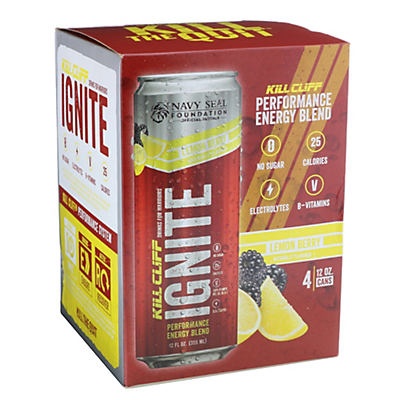 slide 1 of 1, Kill Cliff Ignite Lemon Berry Energy Drink 4 pk, 12 oz