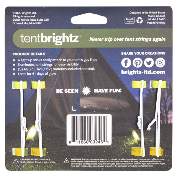 slide 4 of 9, Tent Brightz LED Tent Guyline Lights, Yellow, 4 ct
