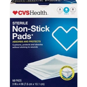 slide 1 of 1, CVS Health Sterile Latex-Free Non-Stick Pads, 3 In X 4 In, 10 Ct, 1 ct
