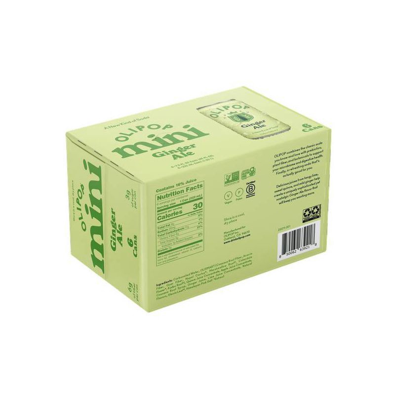 slide 5 of 6, Olipop Ginger Ale Mini Soda 6 - 7 fl oz Cans, 6 ct