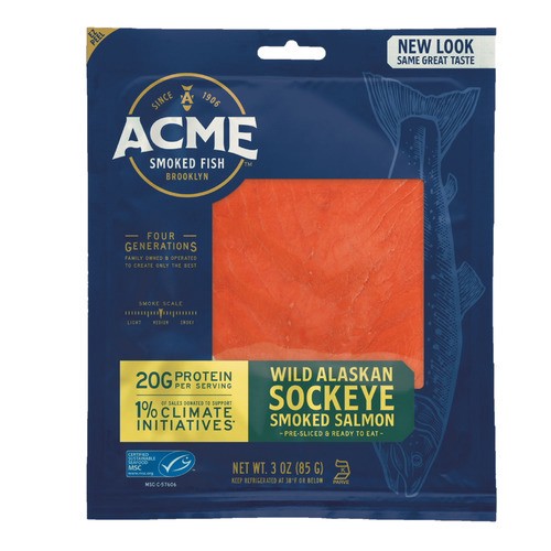 slide 1 of 1, Acme™ wild Alaskan sockeye smoked salmon, 3 oz