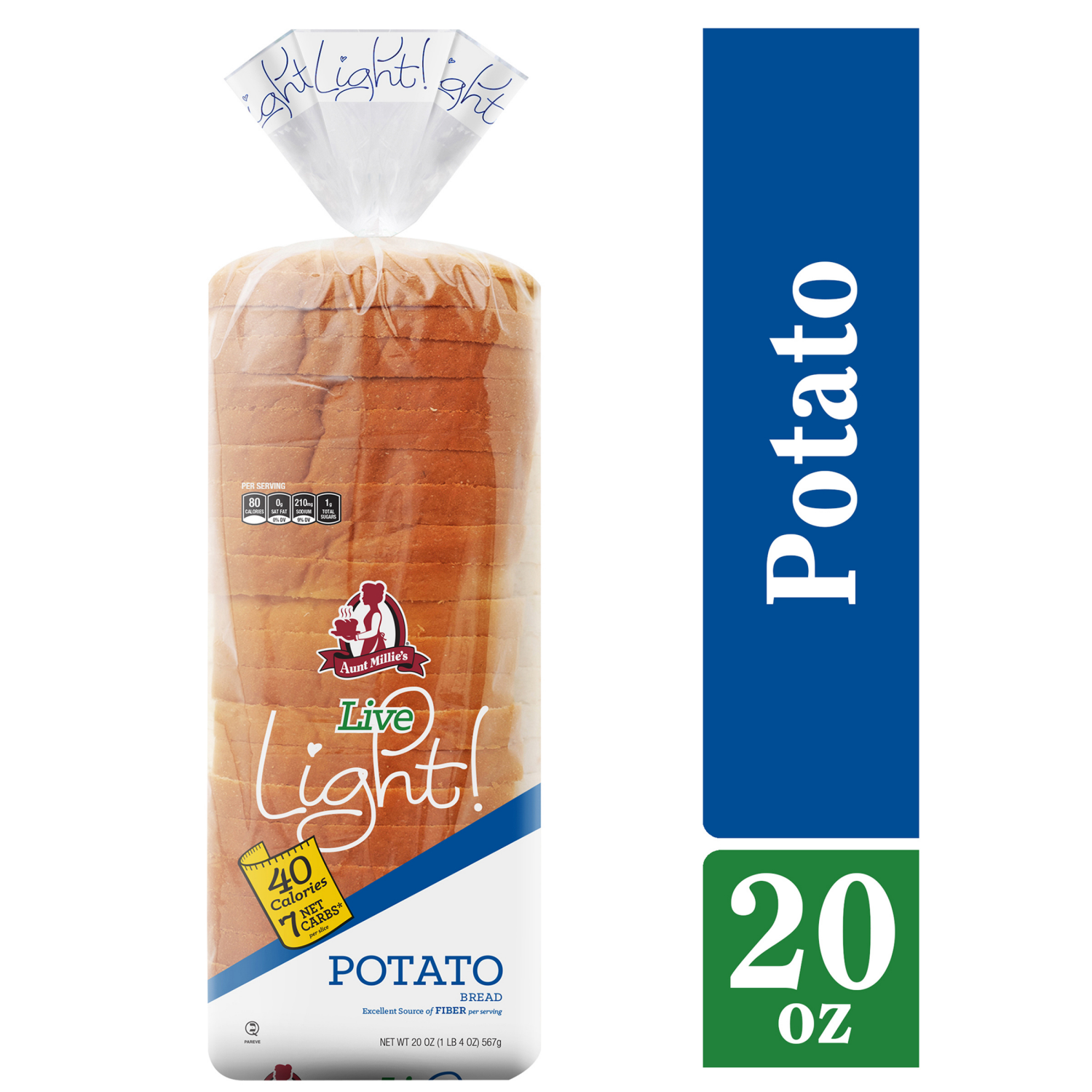 slide 1 of 5, Aunt Millie's Live Light! Potato Bread 20 oz, 20 oz