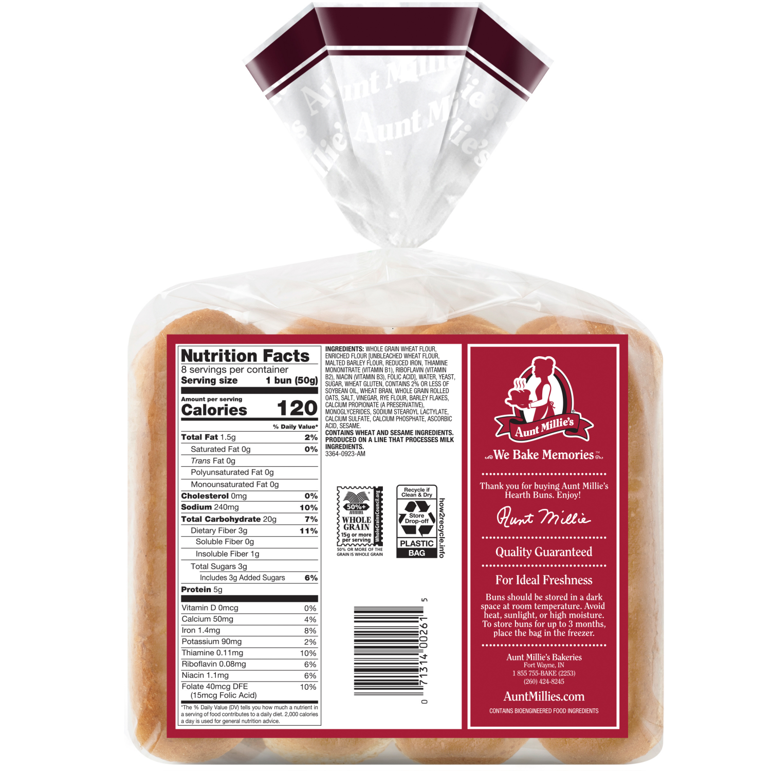 slide 2 of 8, Aunt Millie's Hearth Whole Grain Hot Dog Buns, 8 Ct, 8 ct