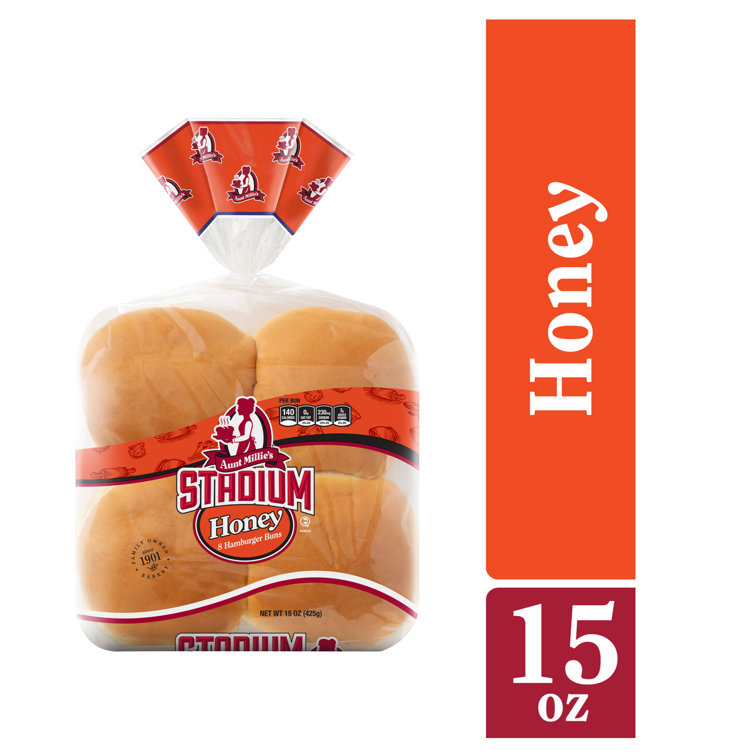 slide 1 of 5, Aunt Millie's Stadium Honey Hamburger Buns 8 ct, 8 ct