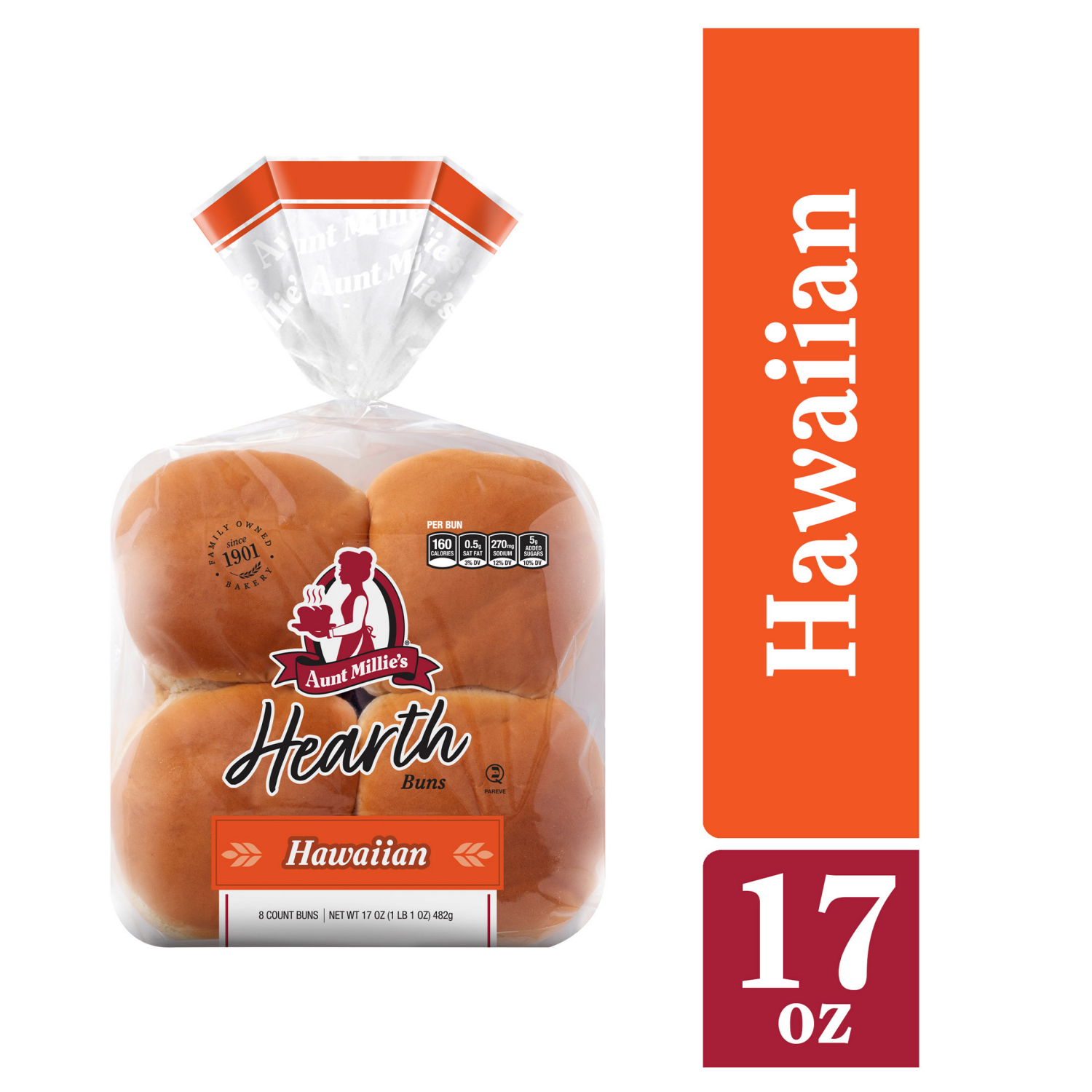 slide 1 of 5, Aunt Millie's Hearth Hawaiian Hamburger Buns 8 Ct, 8 ct