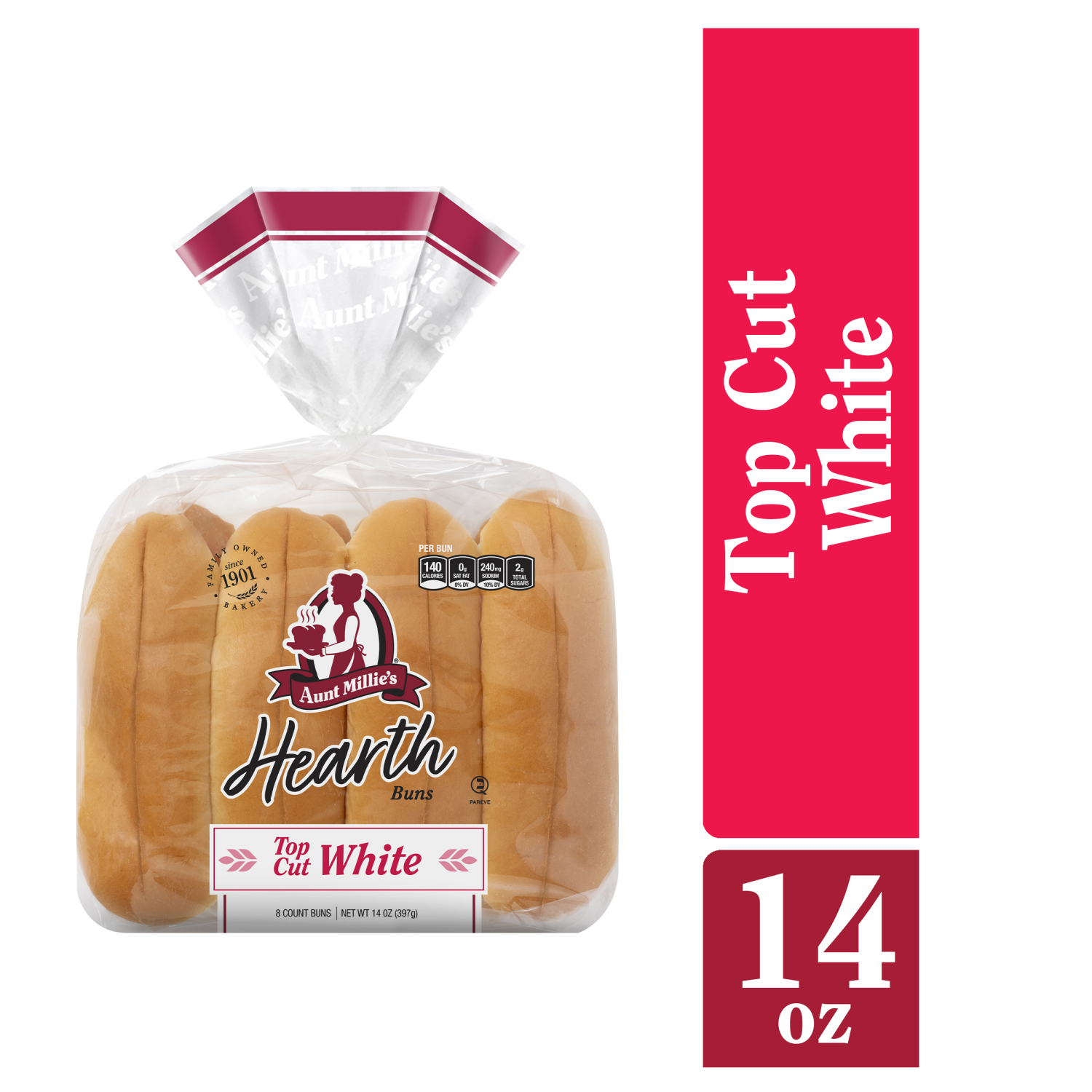 slide 1 of 5, Aunt Millie's Hearth Top Cut White Hot Dog Buns 8 ct, 8 ct