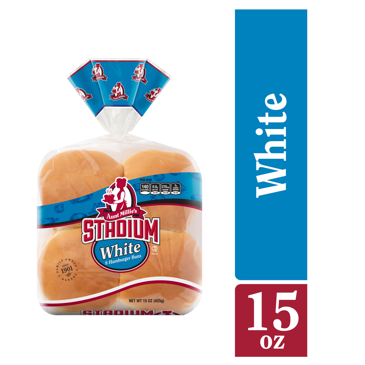 slide 1 of 5, Aunt Millie's Stadium White Hamburger Buns, 8 ct