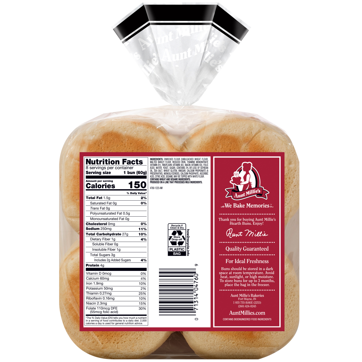 slide 6 of 8, Aunt Millie's Hearth Artisan Style Hamburger Buns 8 ct, 8 ct; 18 oz