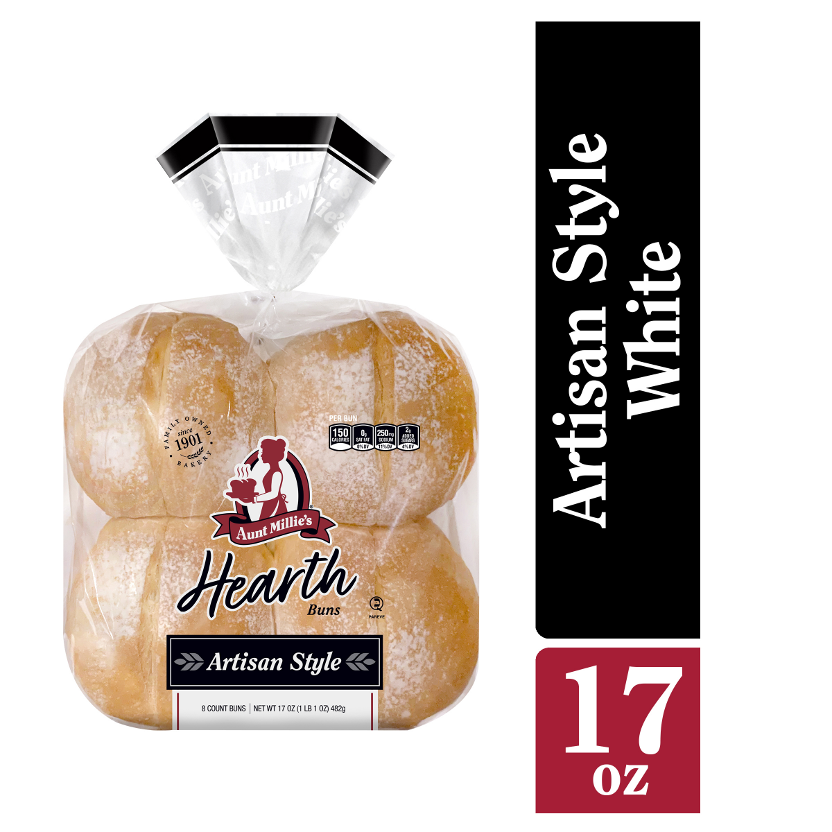slide 1 of 8, Aunt Millie's Hearth Artisan Style Hamburger Buns 8 ct, 8 ct; 18 oz