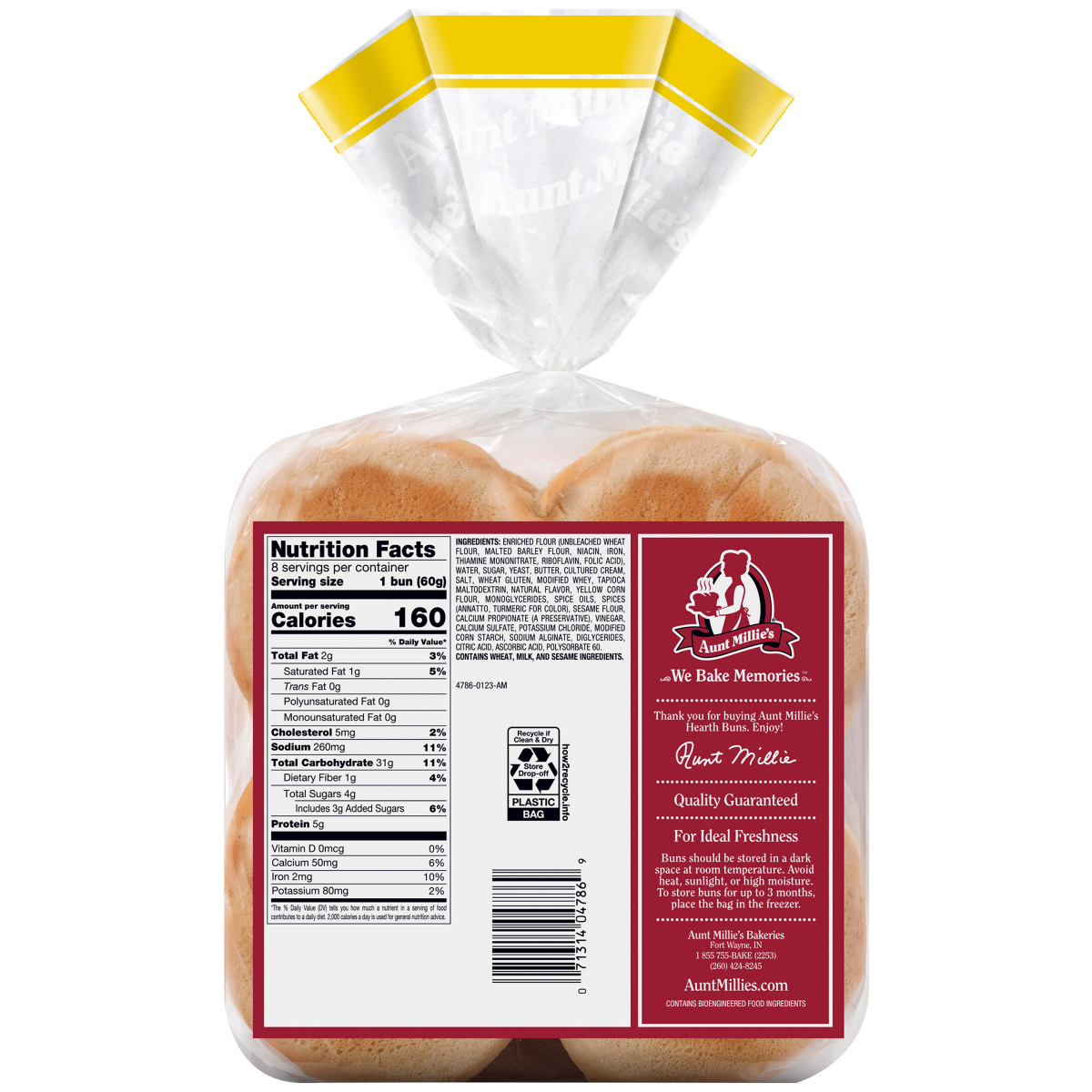 slide 5 of 8, Aunt Millie's Hearth Butter Buns 8ct, 8 ct