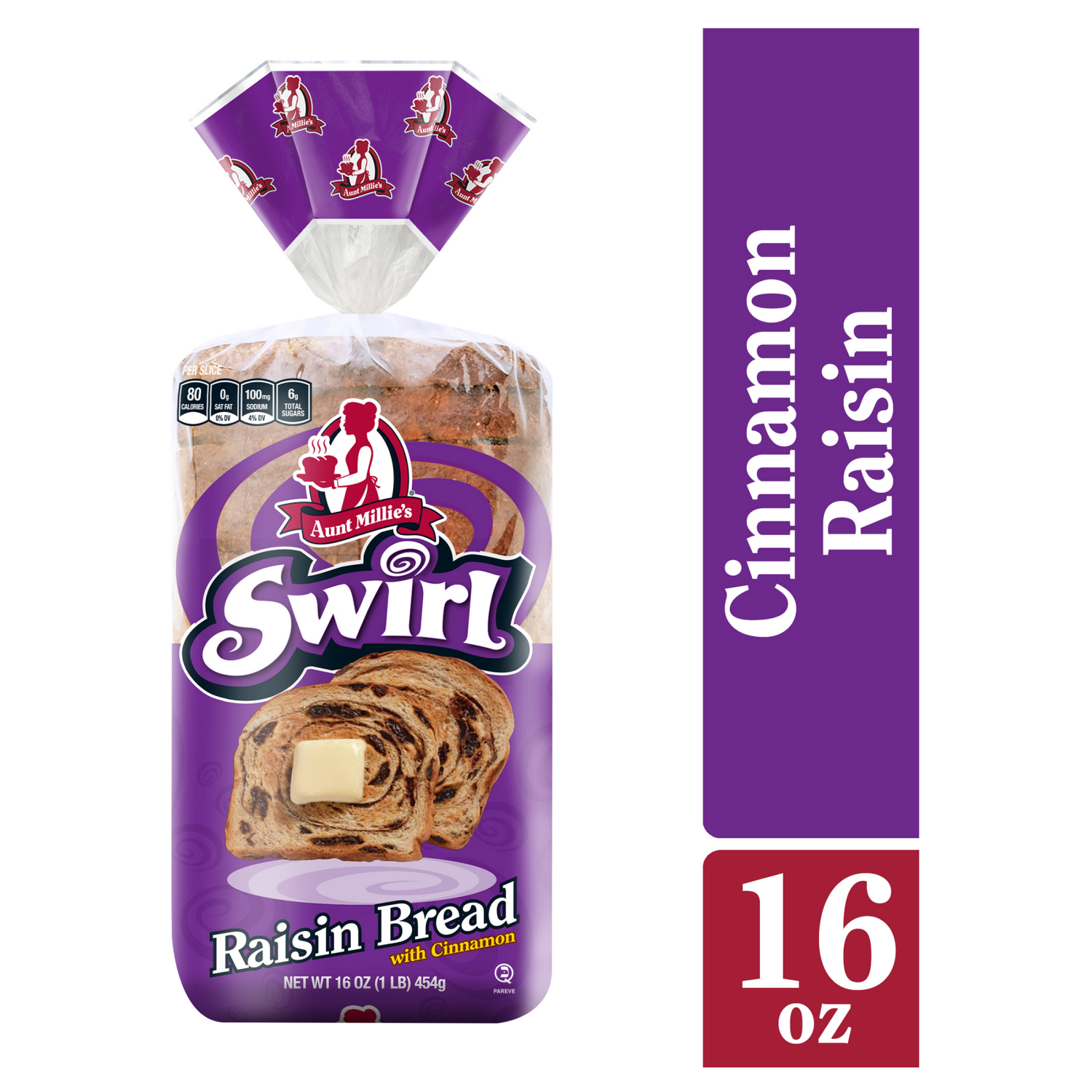slide 1 of 8, Aunt Millie's Cinnamon Swirl Raisin Bread 16 oz, 16 oz