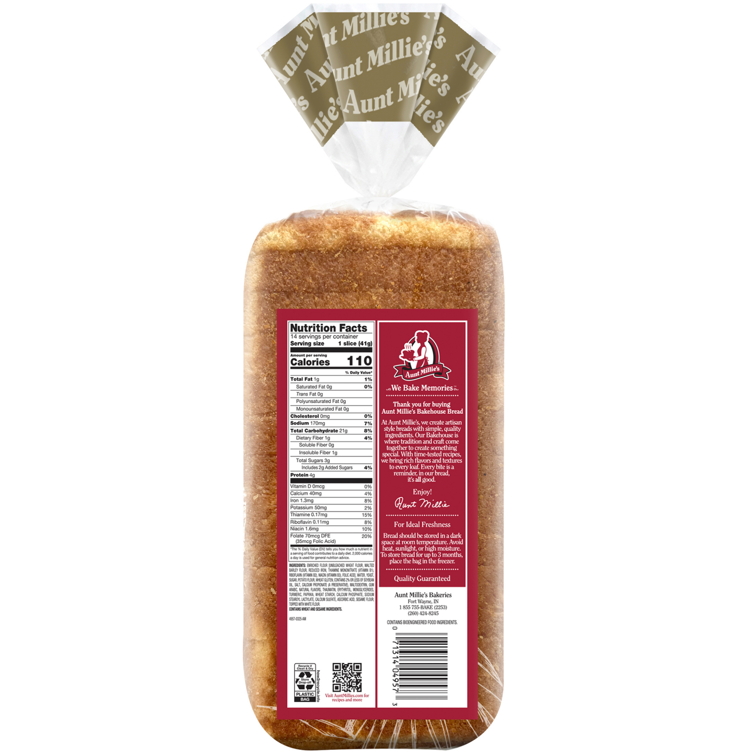 slide 2 of 8, Aunt Millie's Bakehouse Artisan Style Potato Bread 20 oz, 20 oz