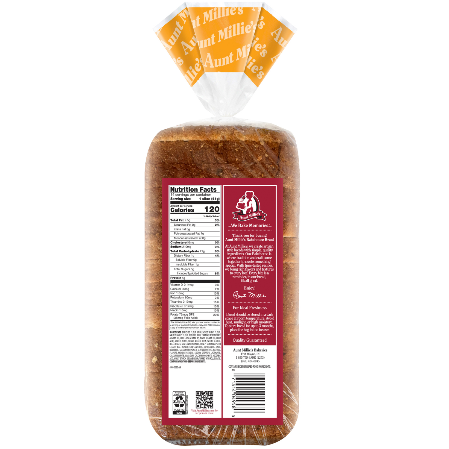 slide 2 of 8, Aunt Millie's Bakehouse Artisan Style Honey Crunchy Oat Bread 20 oz, 20 oz