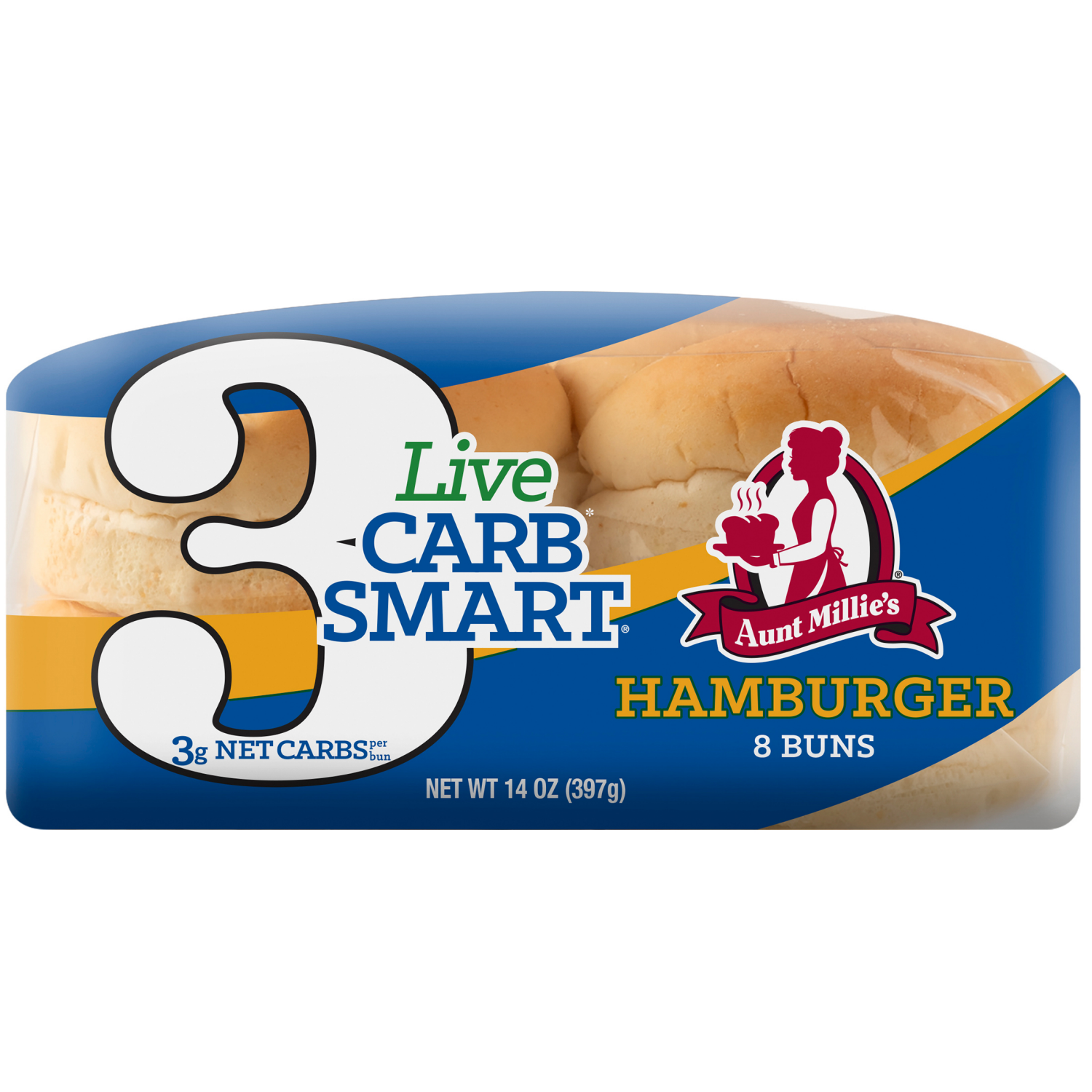 slide 5 of 5, Aunt Millie's Live Carb Smart Hamburger Buns 8 ct, 8 ct