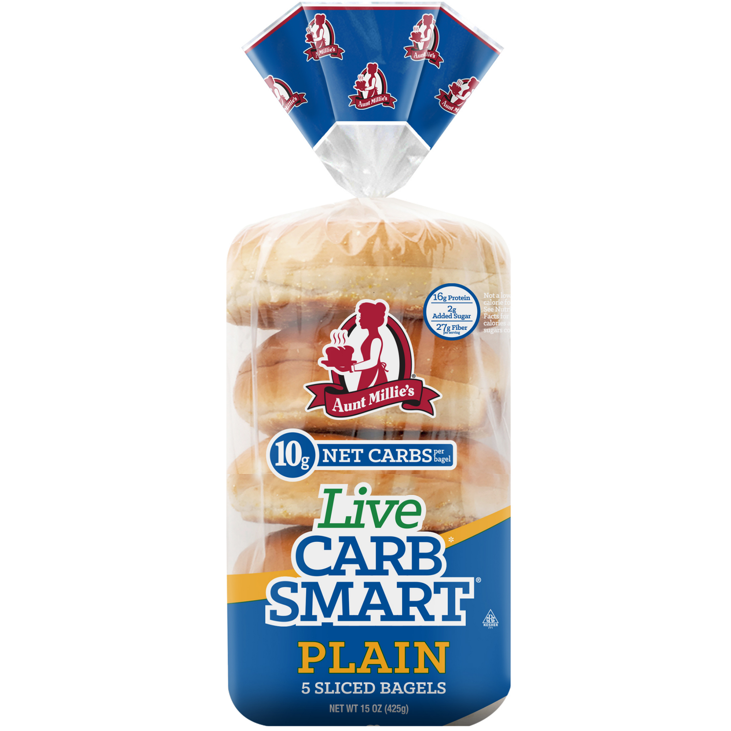 slide 1 of 5, Aunt Millie's Live Carb Smart Plain Bagels 5 ct, 5 ct