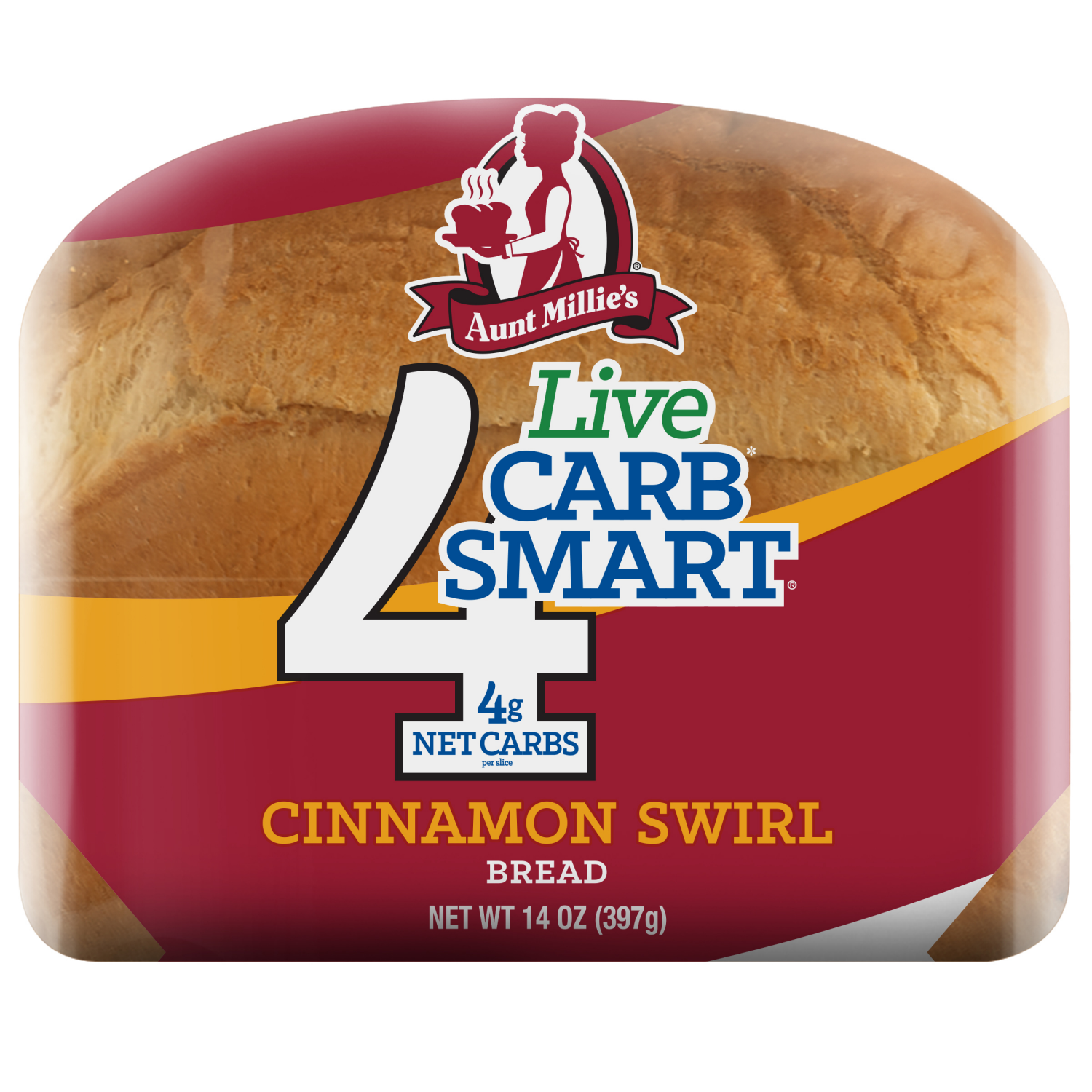 slide 5 of 5, Aunt Millie's Live Carb Smart Cinnamon Swirl Bread 14 oz, 14 oz