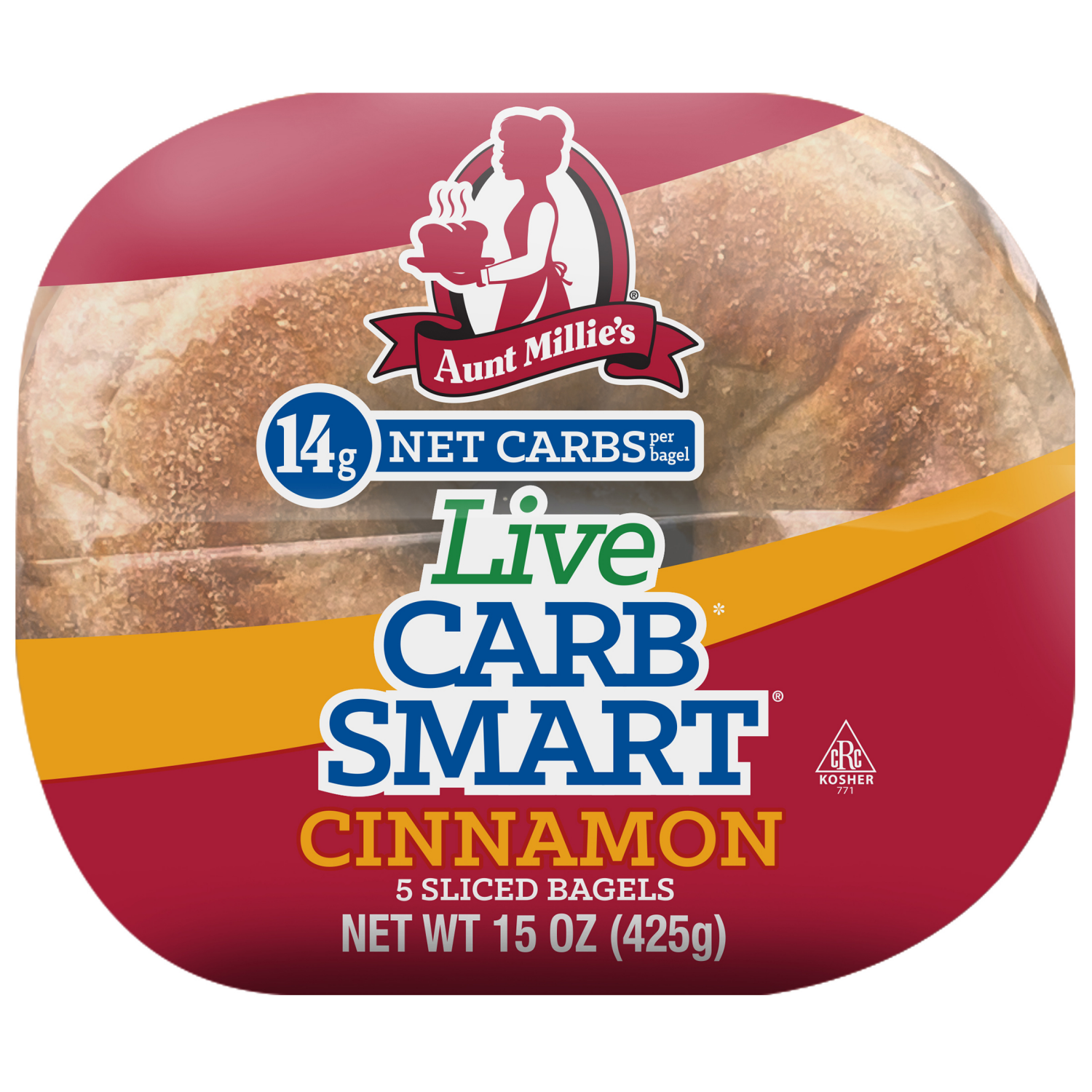 slide 8 of 8, Aunt Millie Carb Smart Cin Bagel 5pk, 15 oz